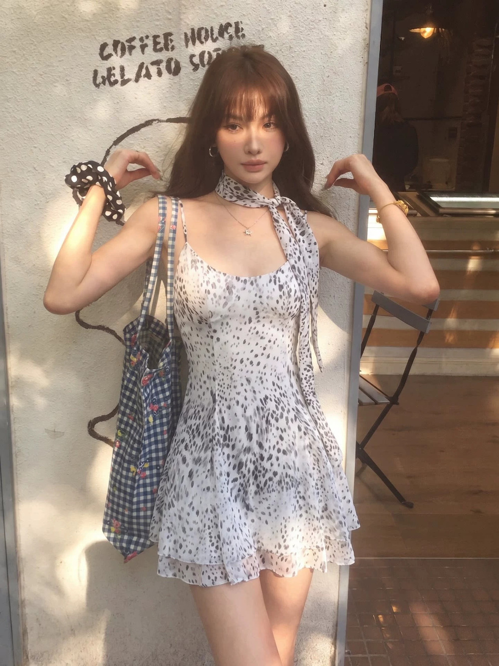Zara Leopard Print Spaghetti Strap Mini Dress Double Mesh